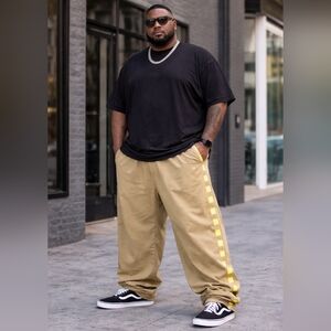 Vans Ronnie Track Pants Khaki Yellow Checker Loose Fit Baggy